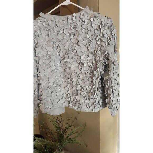 NWT Worth New York 100% Genuine Suede Leather Ruffle Flowers Gray jacket coat - Picture 9 of 9